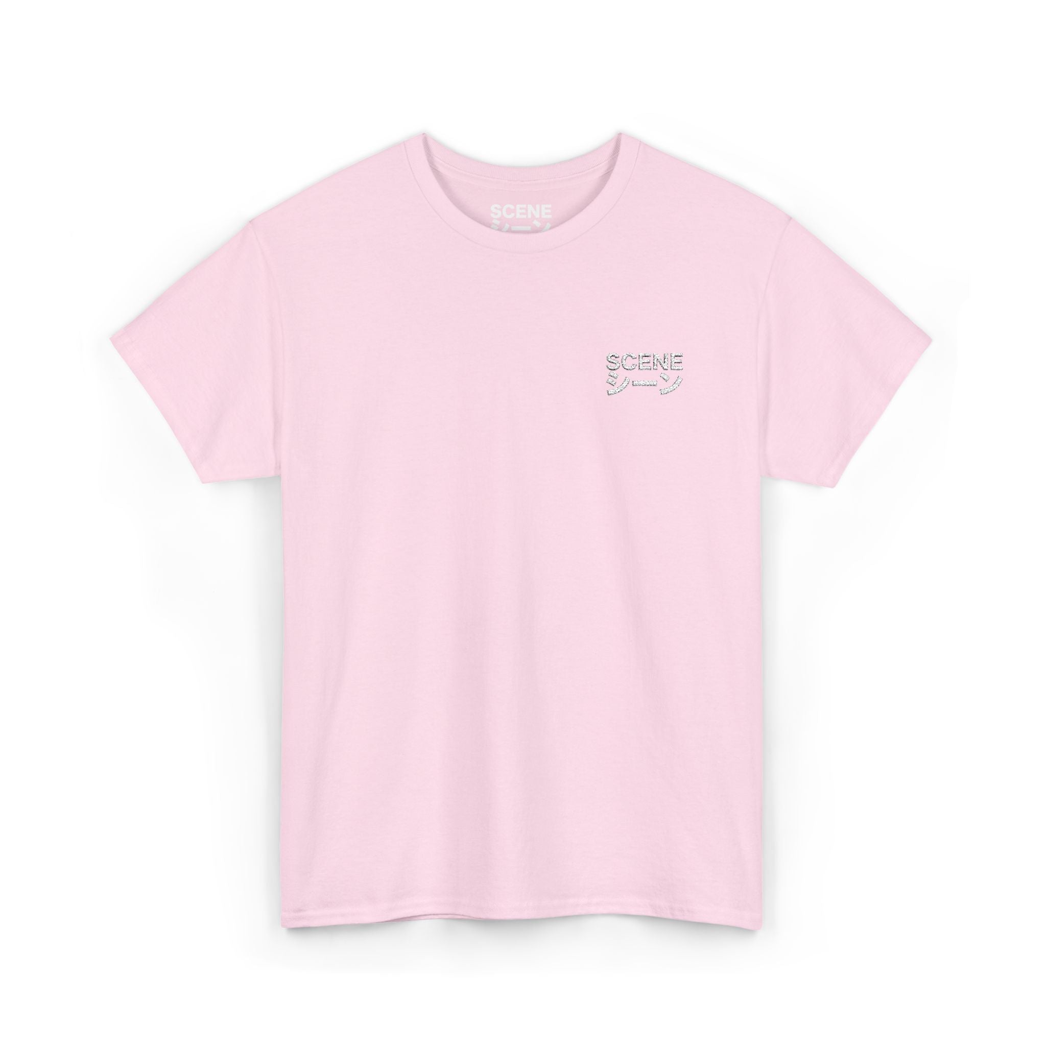 Scene Japanese White Embroided Unisex Heavy Cotton Tee