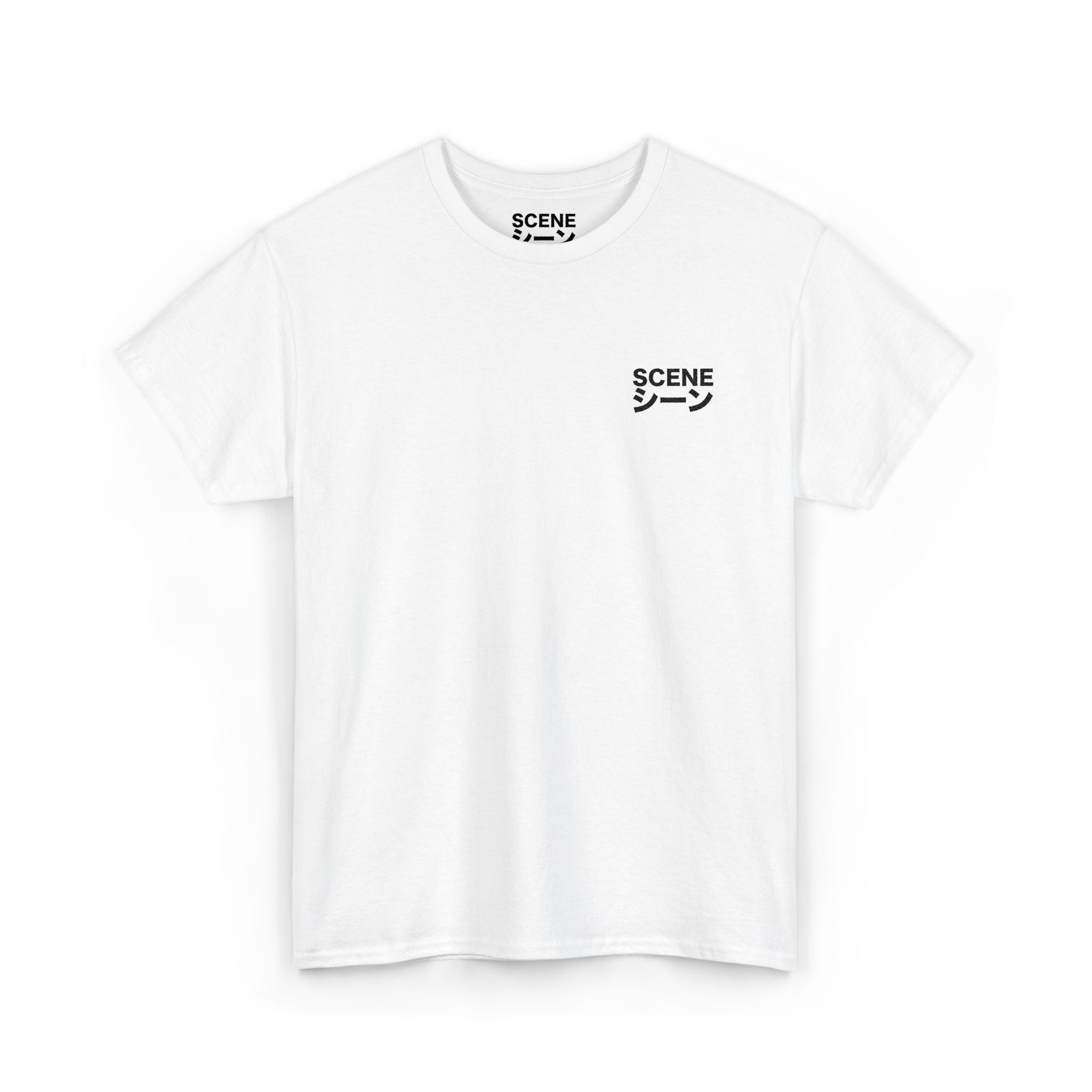 Scene Japanese Black Embroided Unisex Heavy Cotton Tee