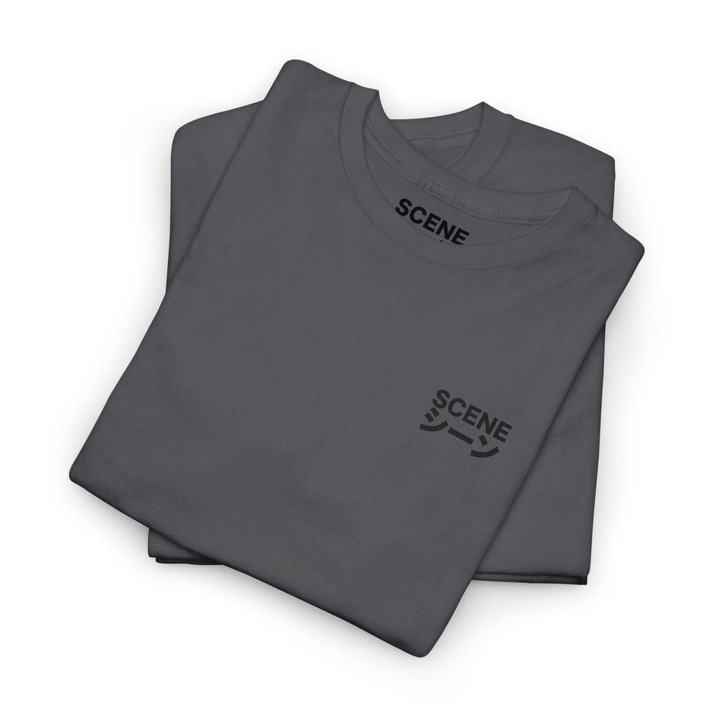 Scene Japanese Black Embroided Unisex Heavy Cotton Tee