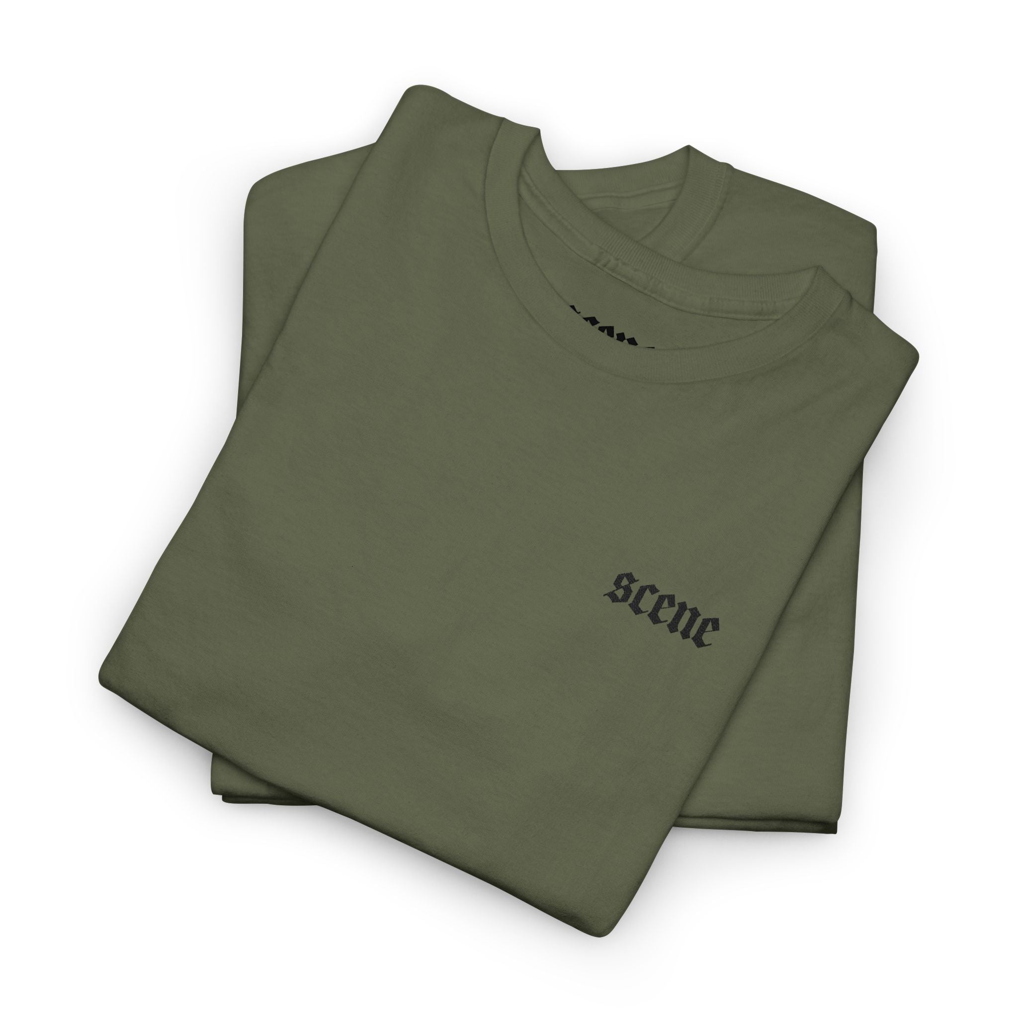 Scene Black Embroided Unisex Heavy Cotton Tee