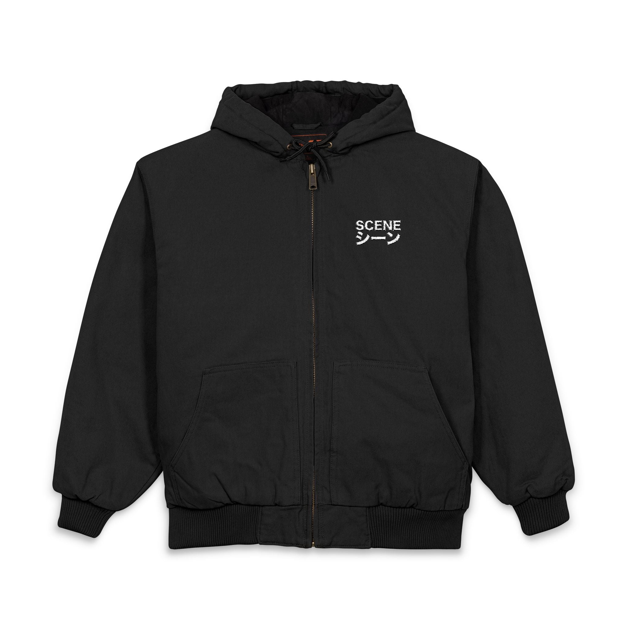 Japnese Scene Embroidered Hooded Zip Jacket