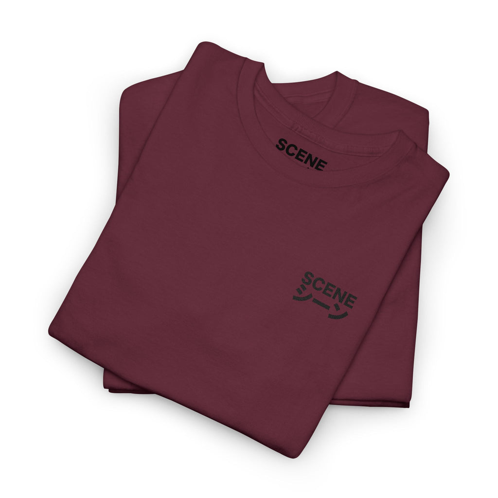Scene Japanese Black Embroided Unisex Heavy Cotton Tee