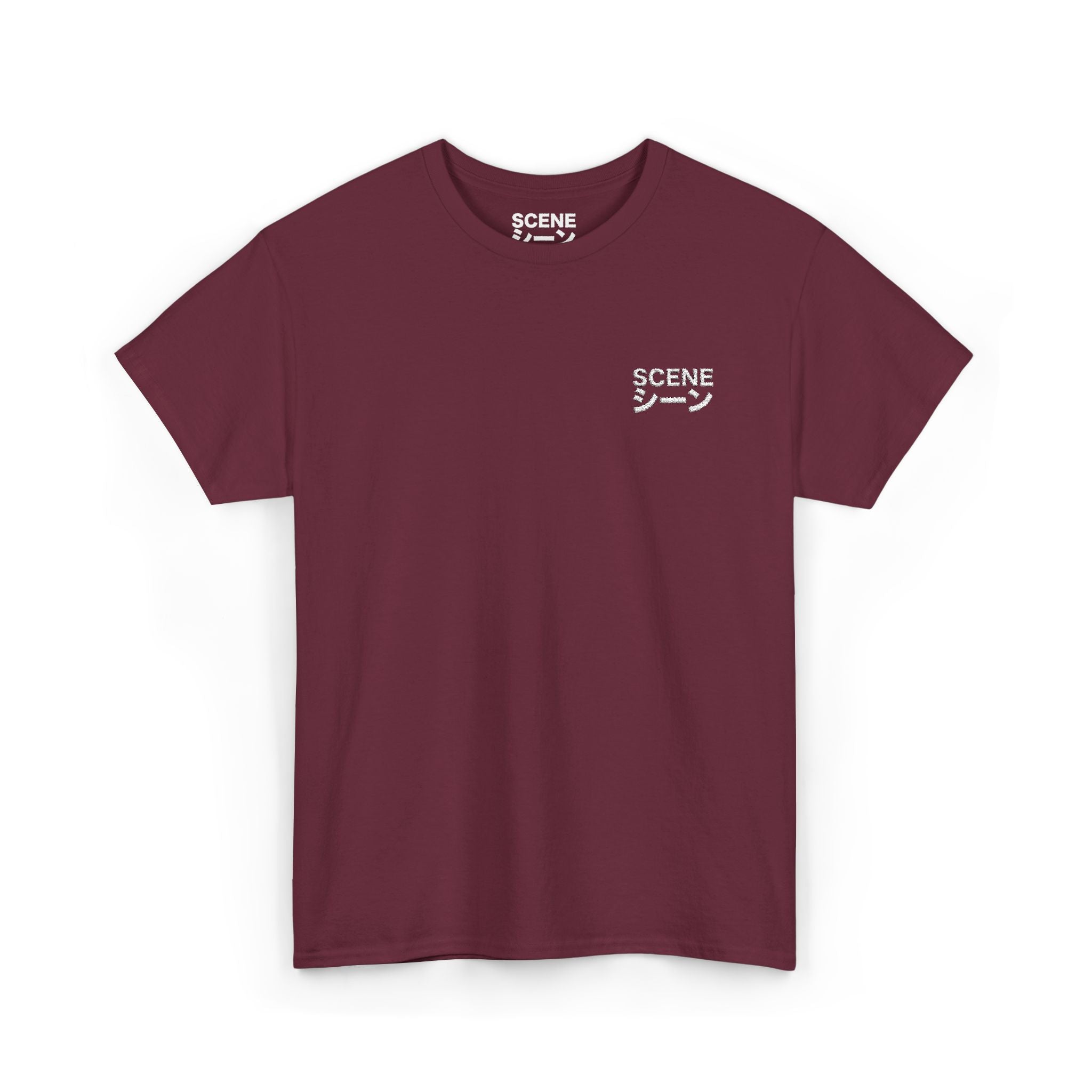 Scene Japanese White Embroided Unisex Heavy Cotton Tee