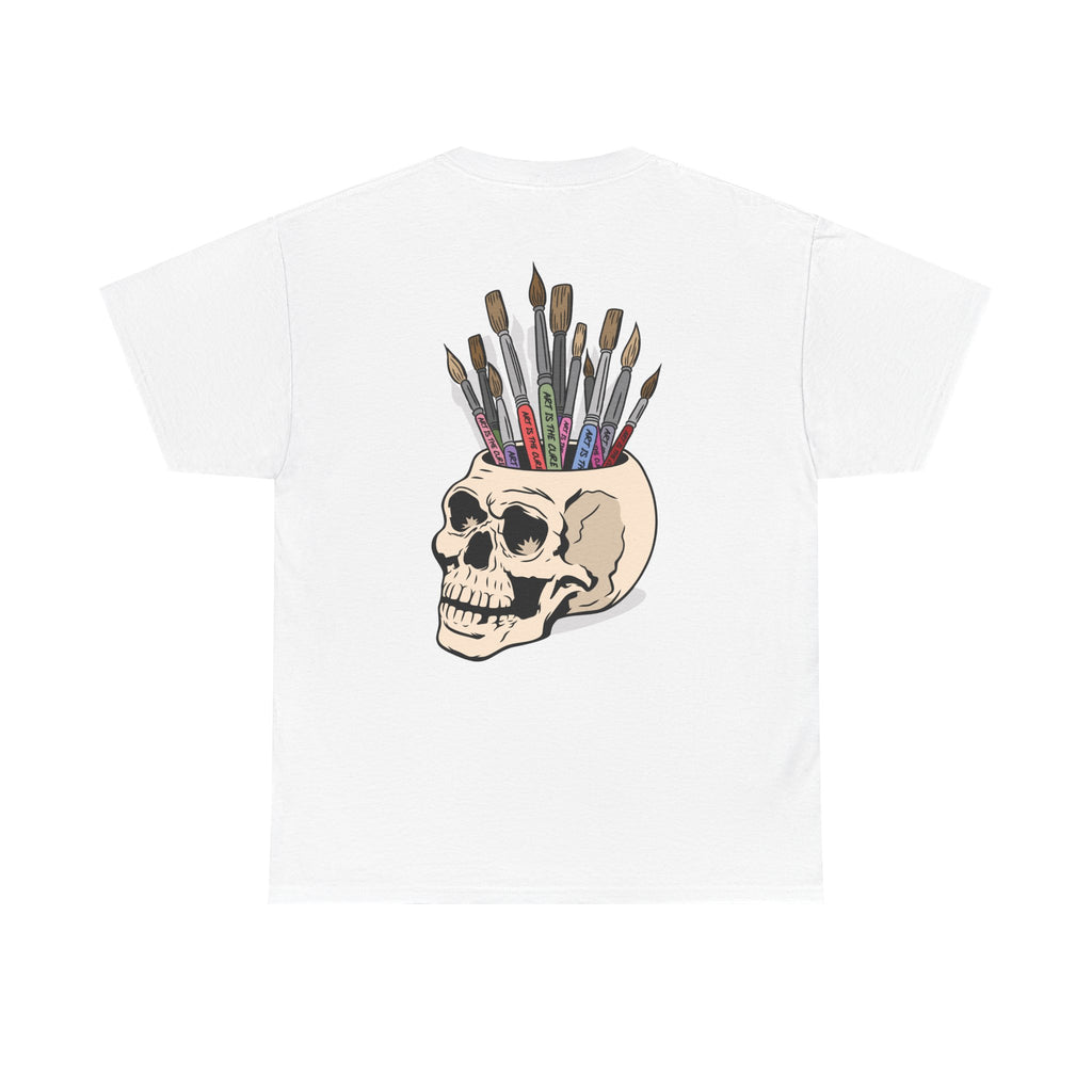 Art Is The Cure Skull Paint Pot Unisex Heavy Cotton Tee