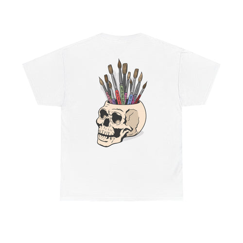 Art Is The Cure Skull Paint Pot Unisex Heavy Cotton Tee