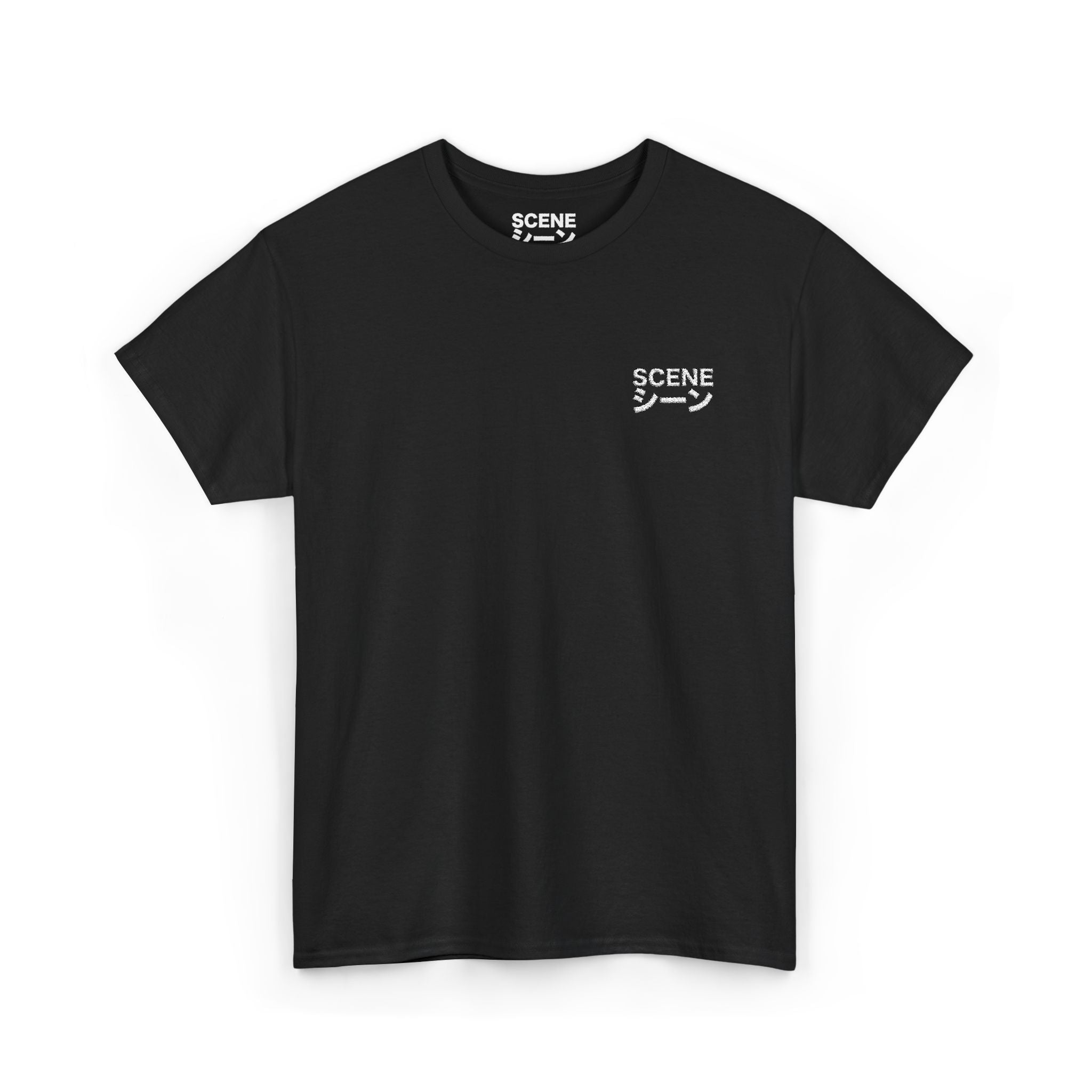Scene Japanese White Embroided Unisex Heavy Cotton Tee