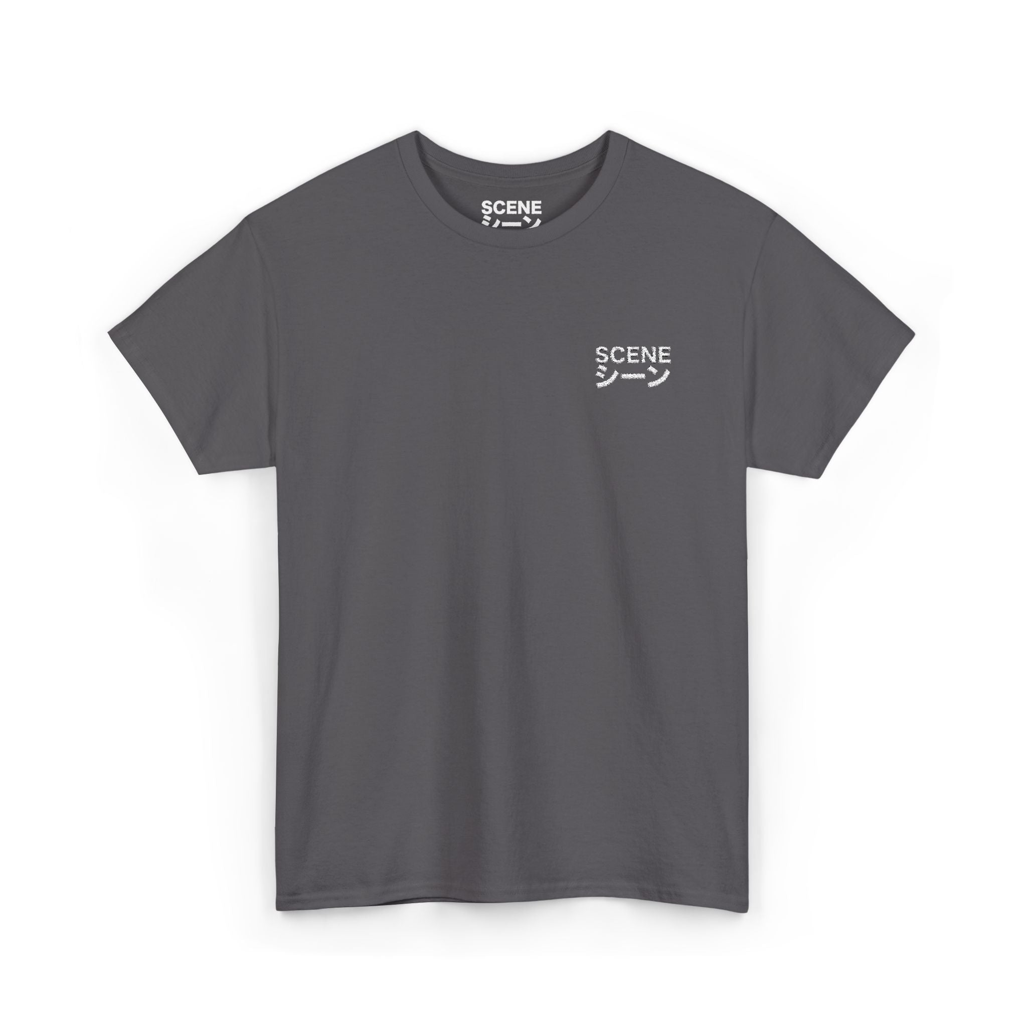 Scene Japanese White Embroided Unisex Heavy Cotton Tee