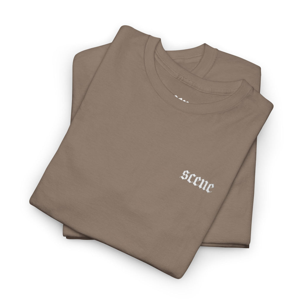 Scene White Embroided Unisex Heavy Cotton Tee