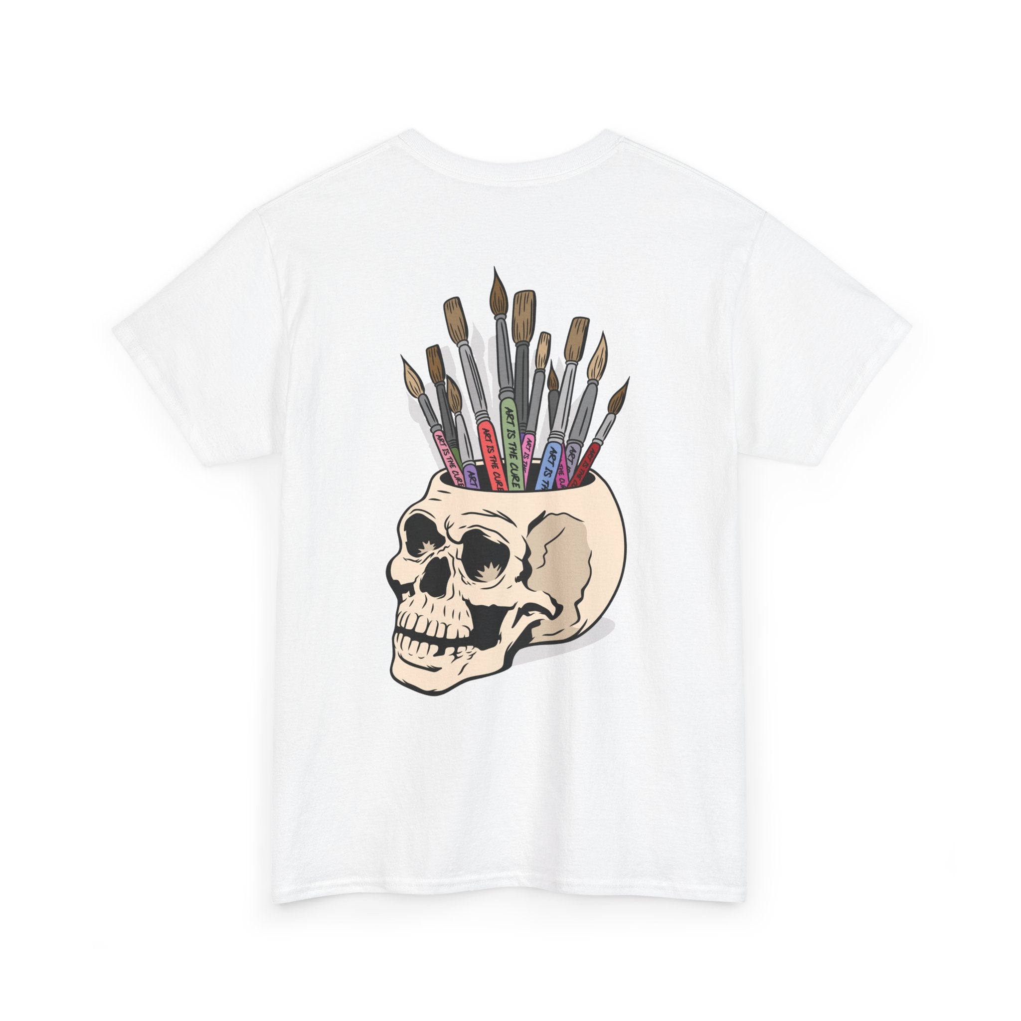 Art Is The Cure Skull Paint Pot Unisex Heavy Cotton Tee