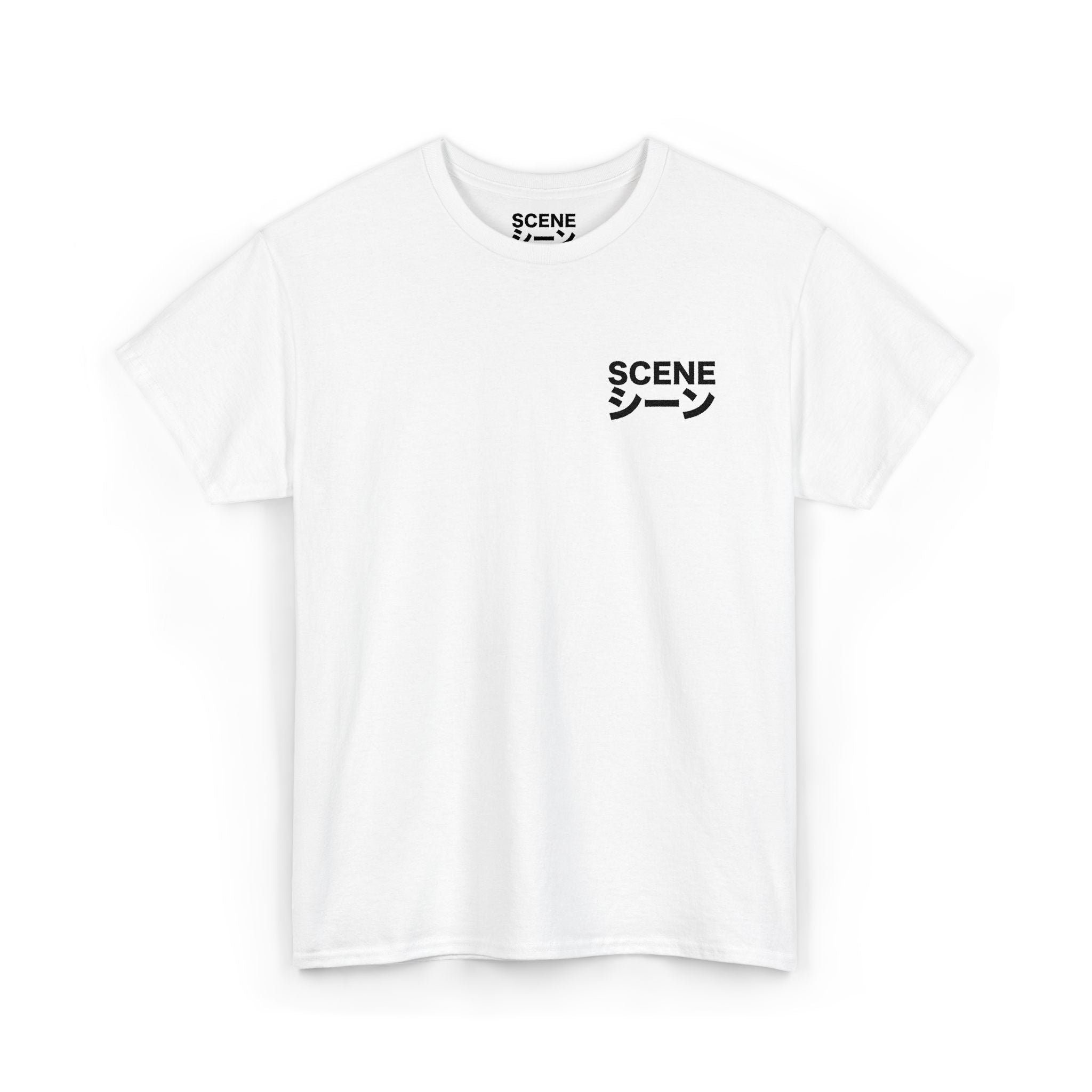 Scene Japanese Black Embroided Unisex Heavy Cotton Tee