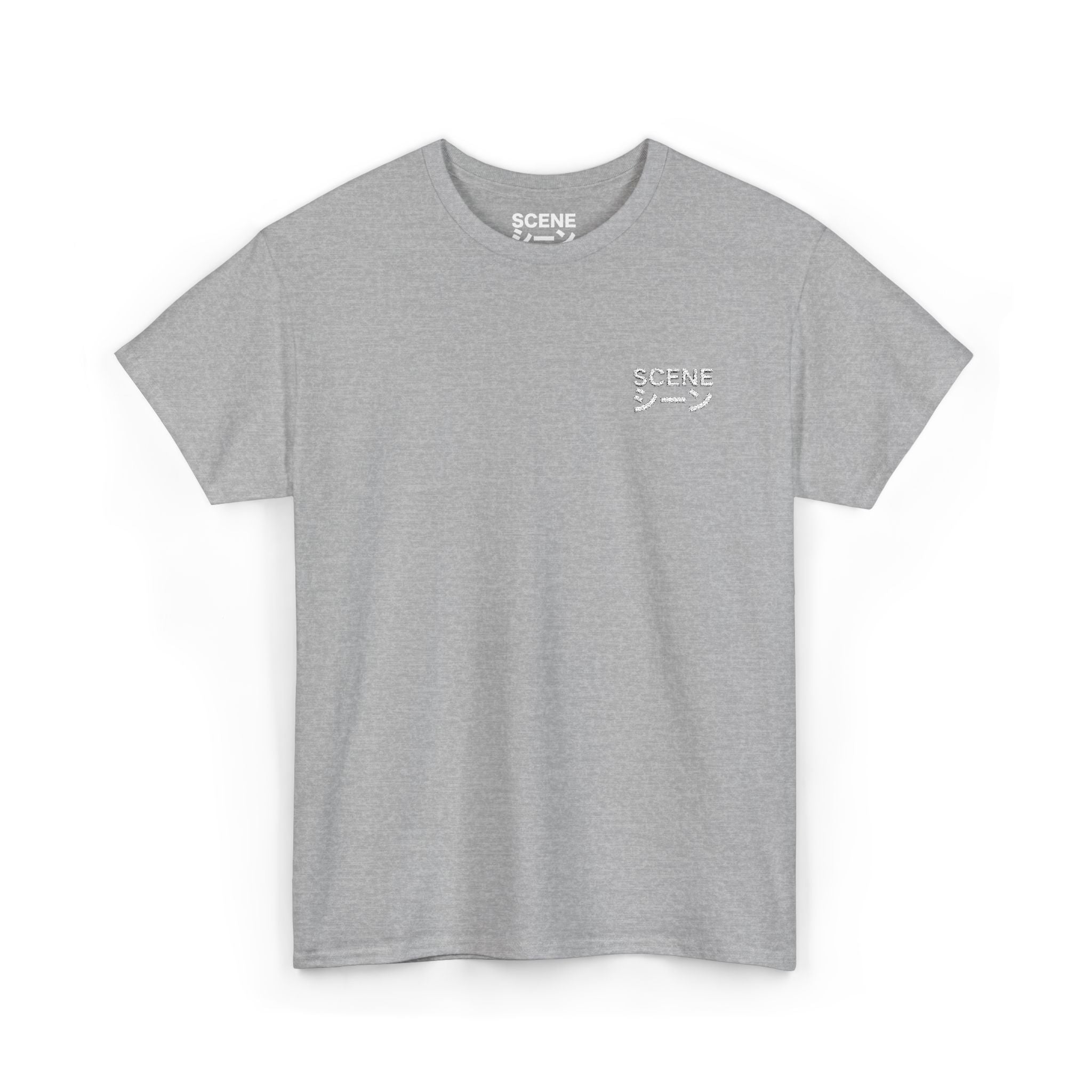 Scene Japanese White Embroided Unisex Heavy Cotton Tee