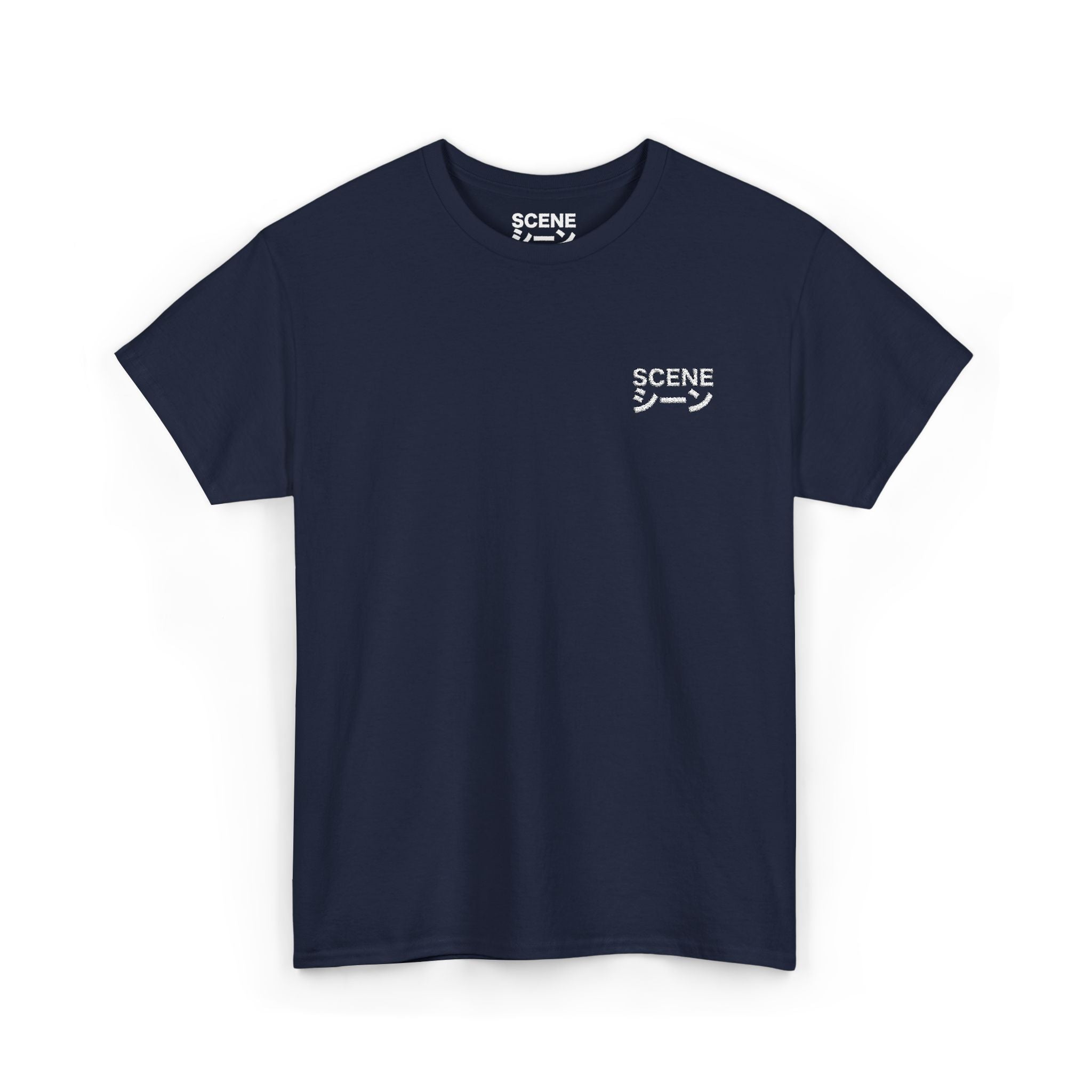Scene Japanese White Embroided Unisex Heavy Cotton Tee