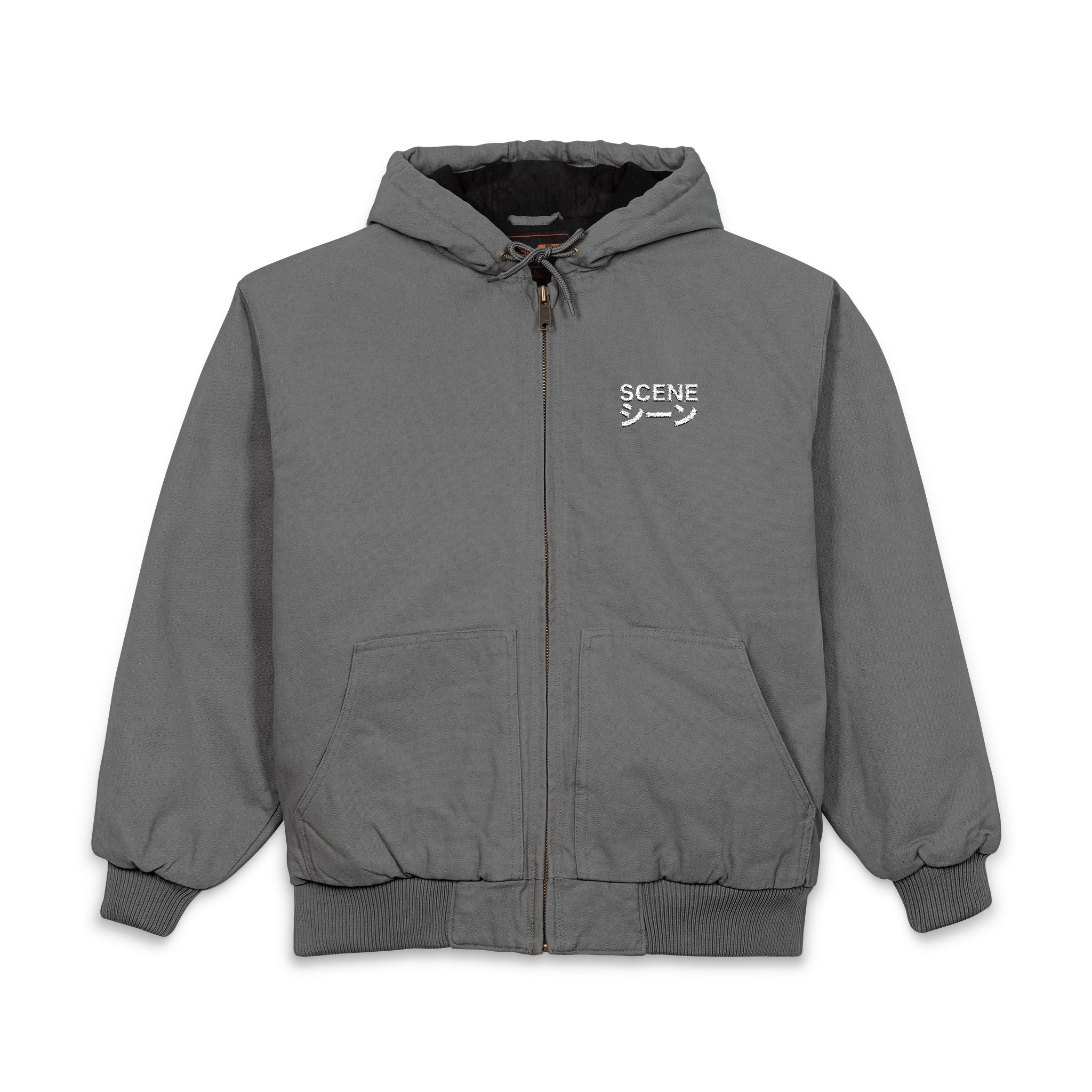 Japnese Scene Embroidered Hooded Zip Jacket