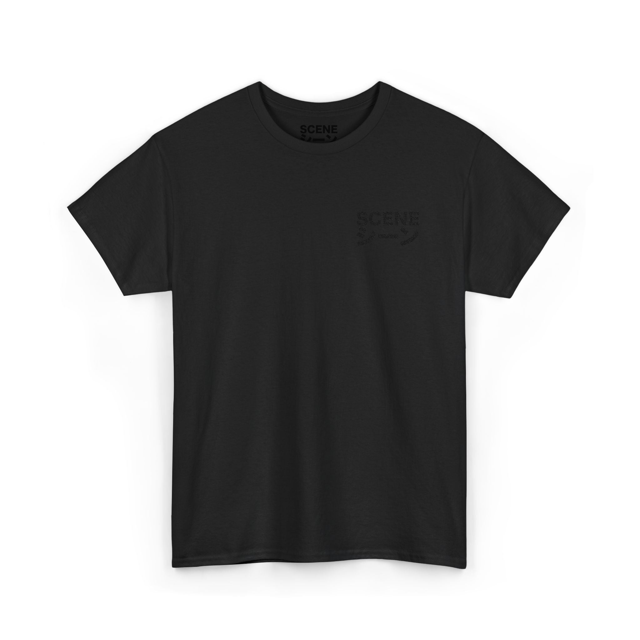 Scene Japanese Black Embroided Unisex Heavy Cotton Tee