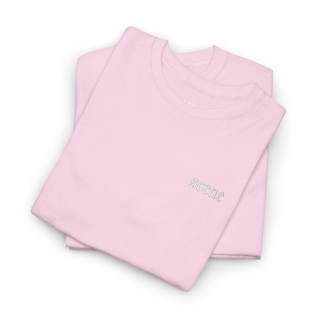 Scene White Embroided Unisex Heavy Cotton Tee