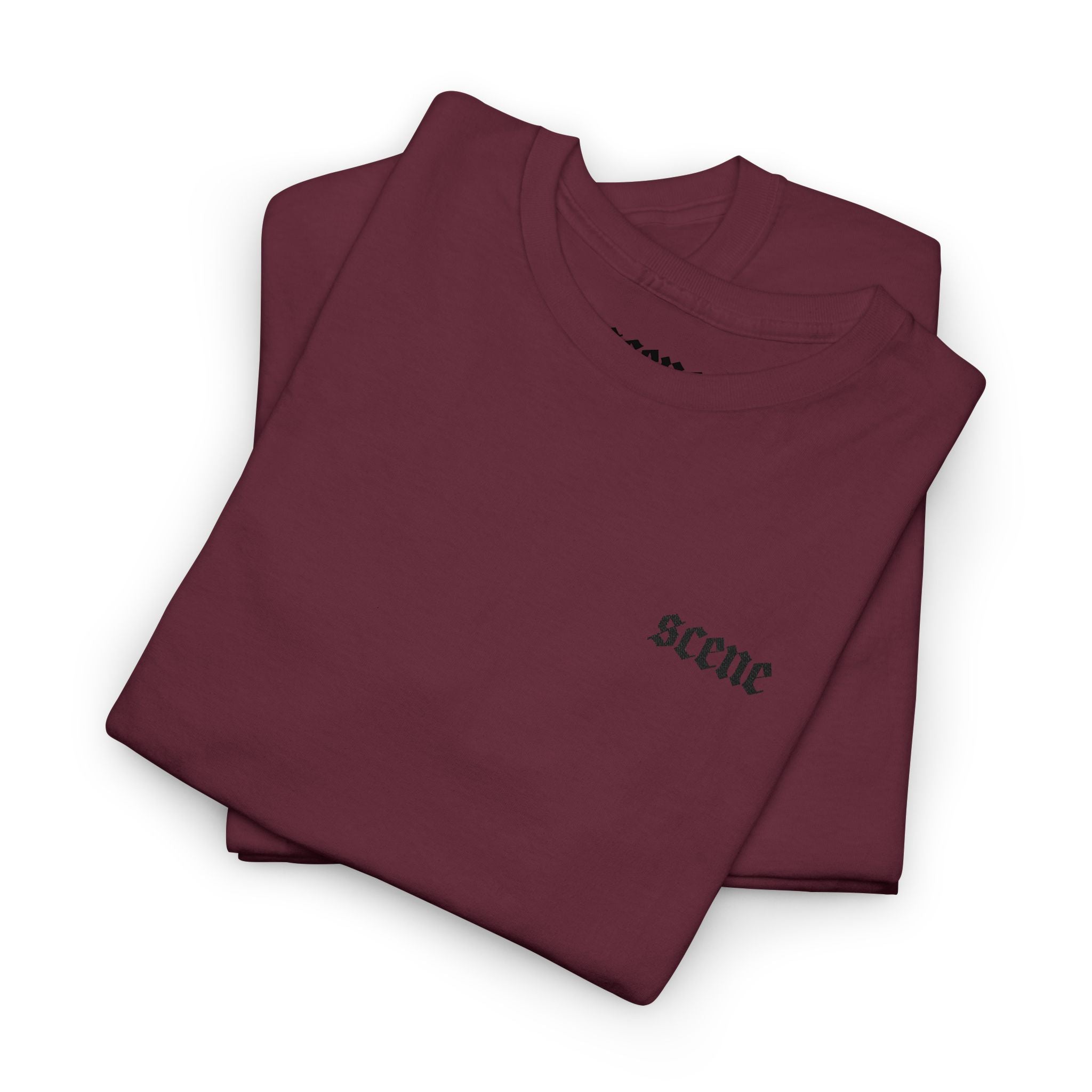 Scene Black Embroided Unisex Heavy Cotton Tee