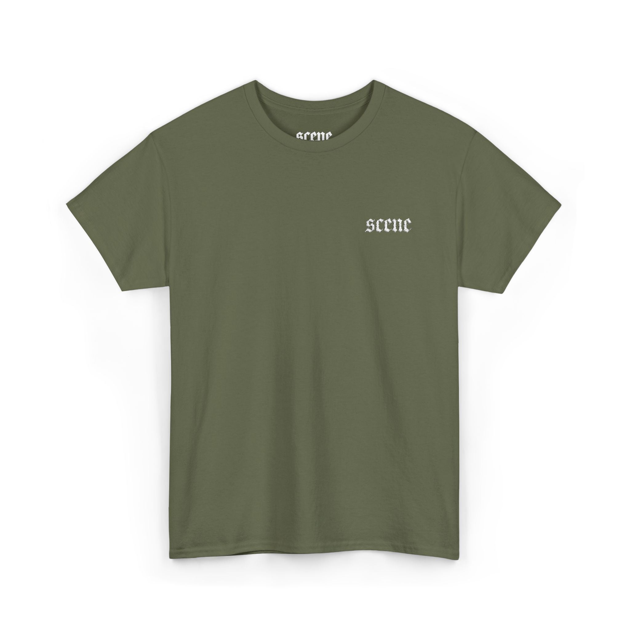 Scene White Embroided Unisex Heavy Cotton Tee