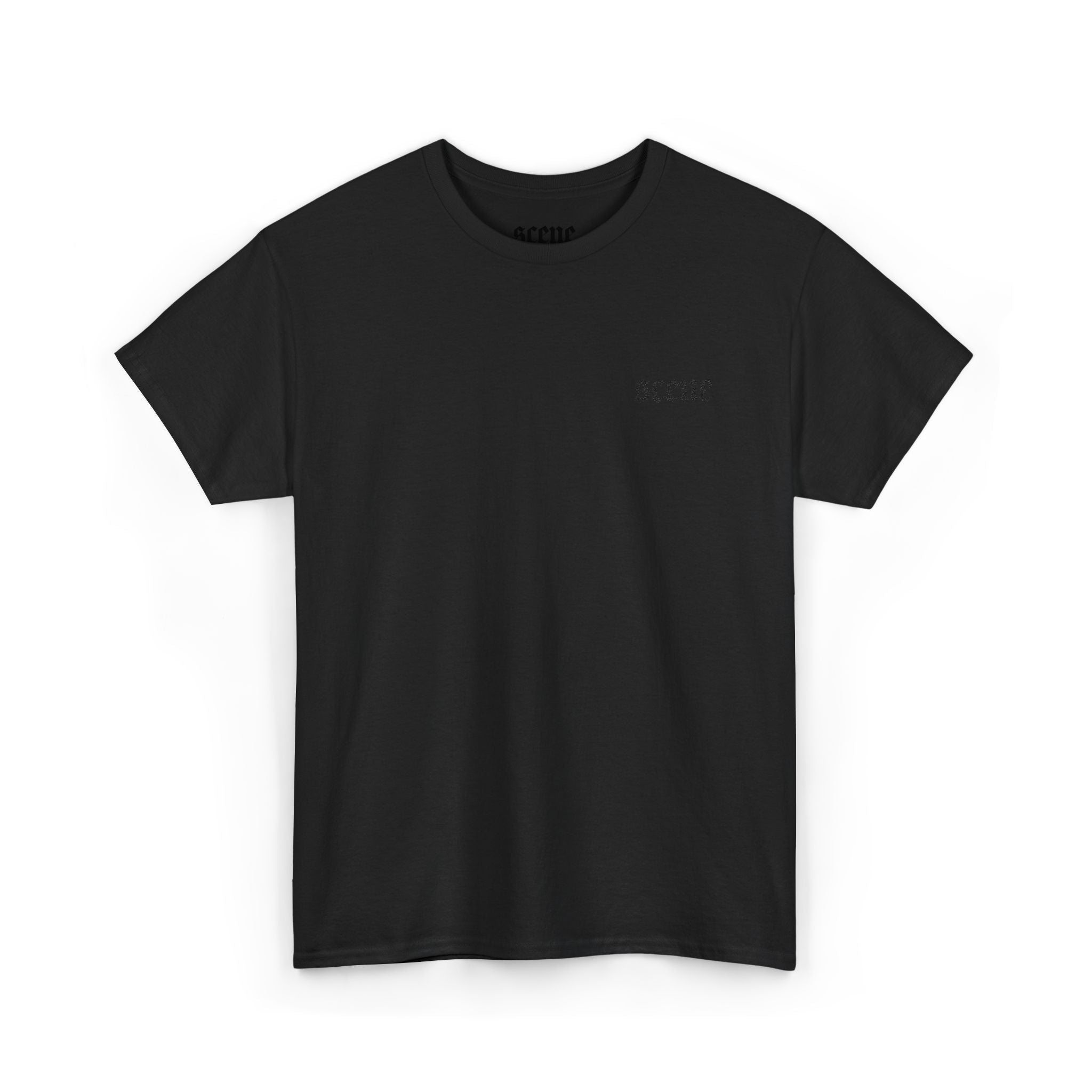 Scene Black Embroided Unisex Heavy Cotton Tee