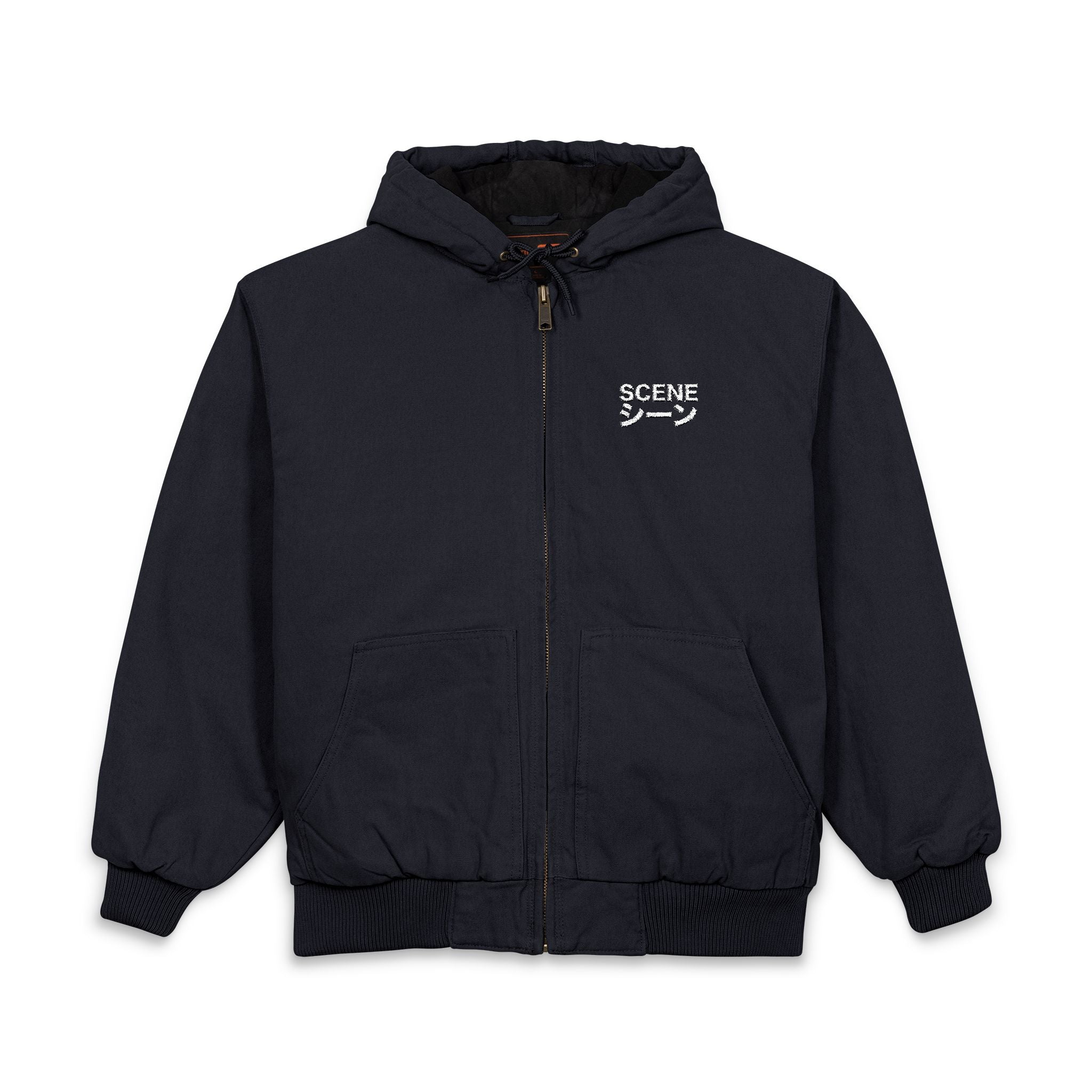 Japnese Scene Embroidered Hooded Zip Jacket