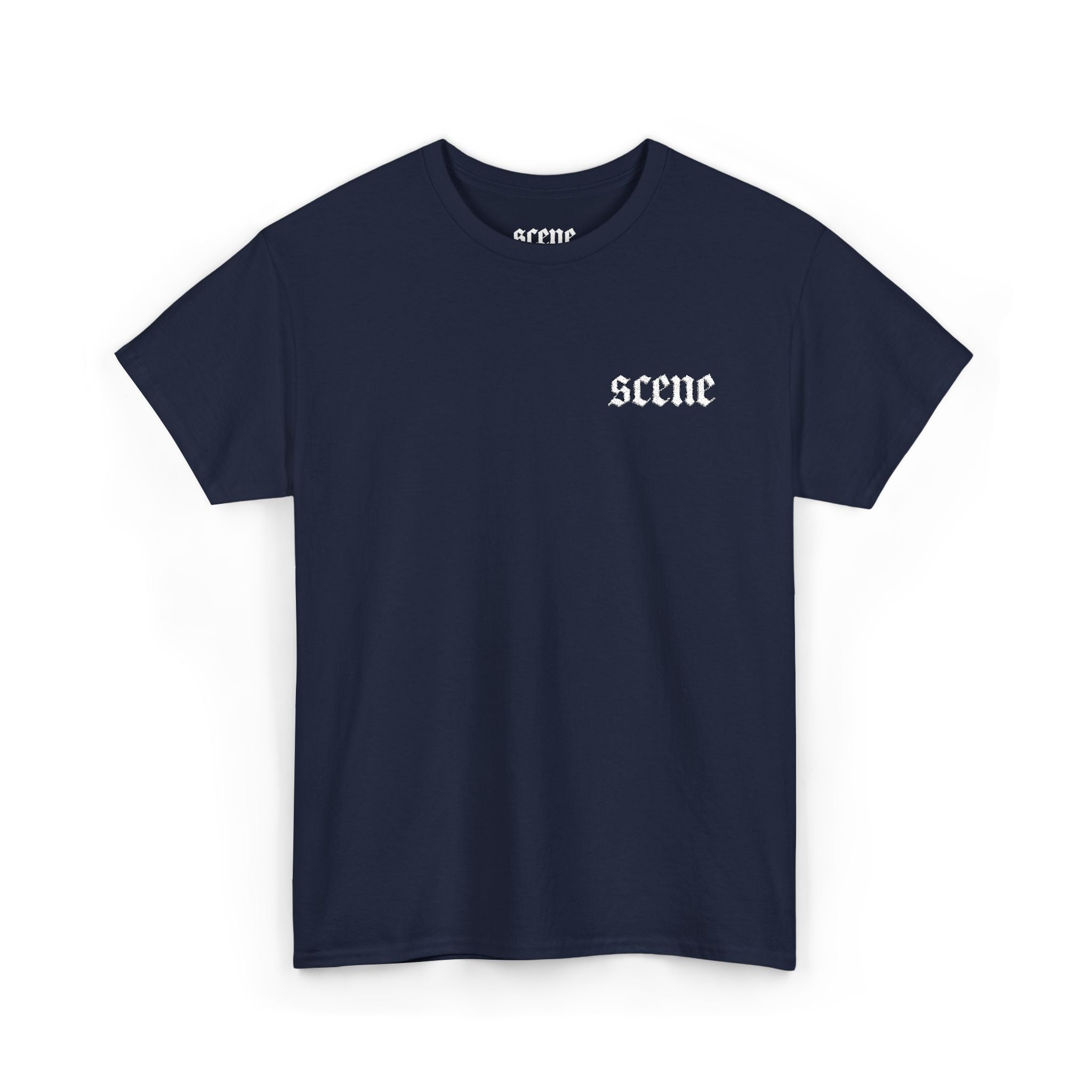 Scene White Embroided Unisex Heavy Cotton Tee