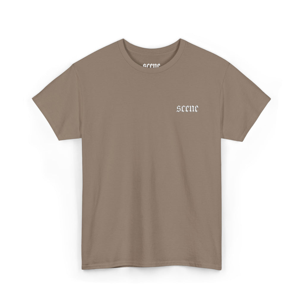 Scene White Embroided Unisex Heavy Cotton Tee
