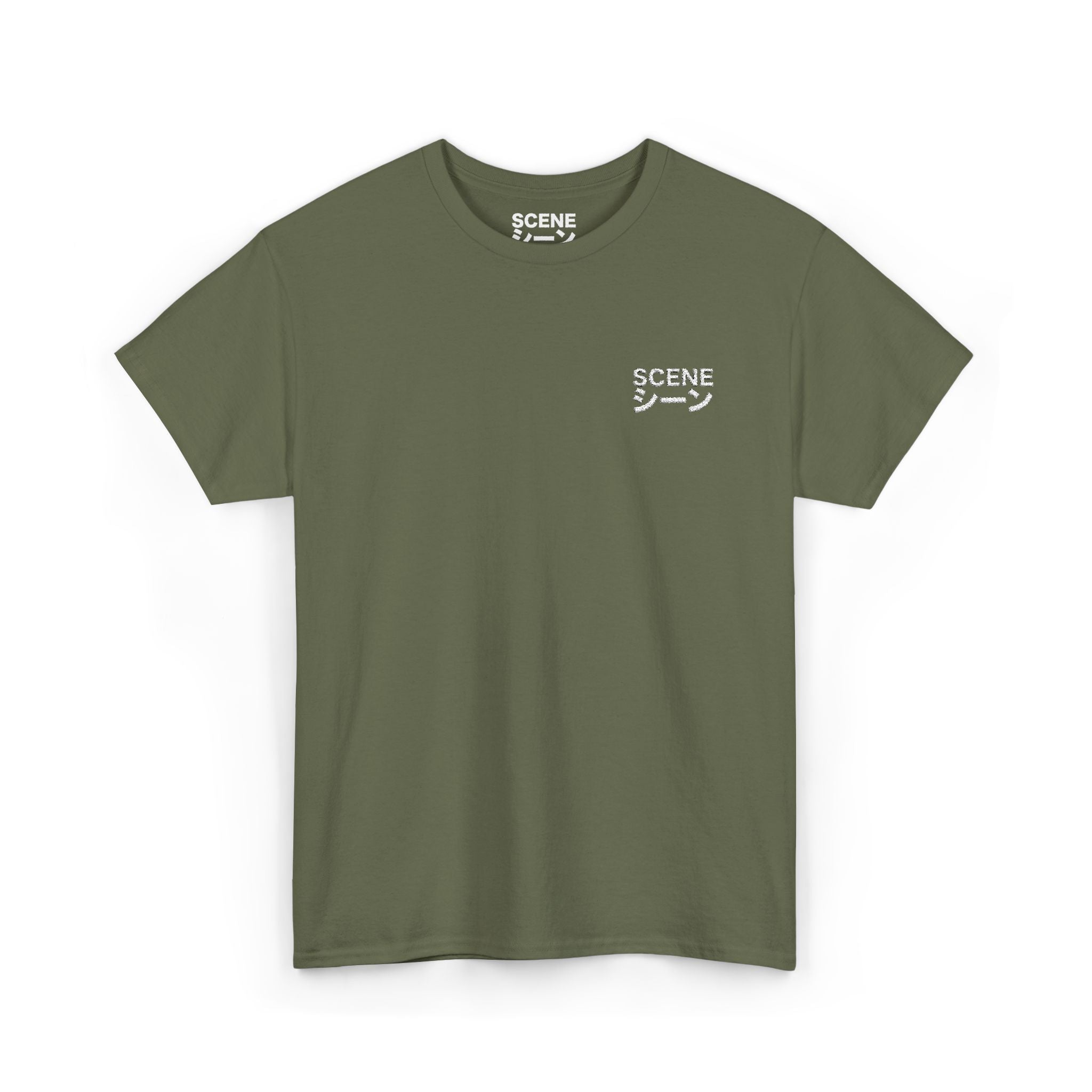 Scene Japanese White Embroided Unisex Heavy Cotton Tee